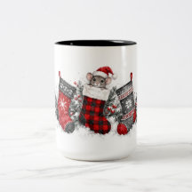 Title: Christmas Mouse in Buffalo Plaid Stocking