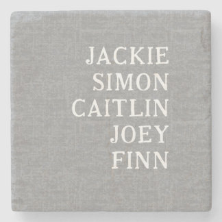 Title Custom Grandkids Names Farmhouse grey Stone Coaster