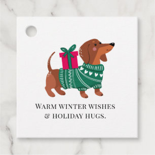 Title Cute Christmas Dachshund Gift Tags "Sending