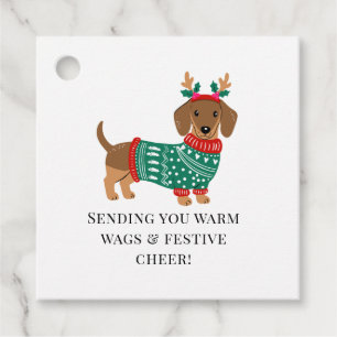 Title Cute Christmas Dachshund Gift Tags "Sending