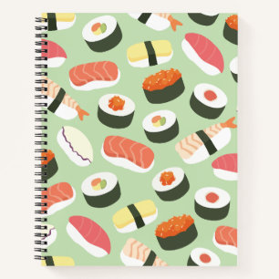 Title: Cute Japanese Sushi Seamless Pattern Notebook
