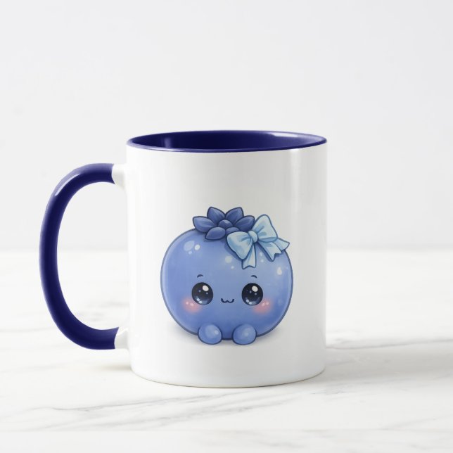 Title: Cute Kawaii Blueberry Coffee Mug  (Left)