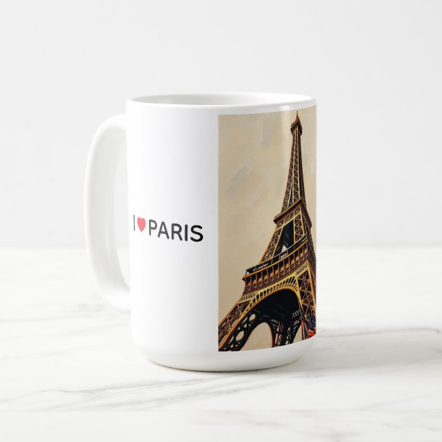 Title: Elegant Eiffel Tower Silhouette Coffee Mug (Front Left)