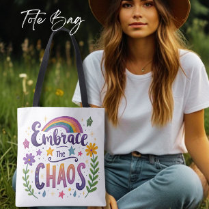 Title Embrace the Chaos Tote Bag, Positive Vibes, Bag
