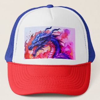 Title: "Fireborn Dragon Crest Print Cap" Trucker Hat
