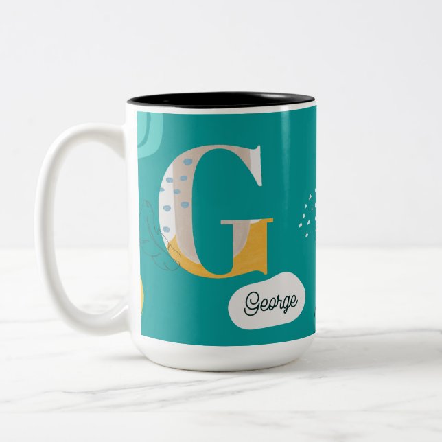 Title: George, Make Things Happen Two-Tone Coffee Mug (Left)