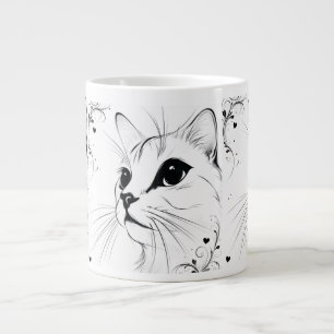 Title Minimalist Cat Line Art Coffee Mug Elegan