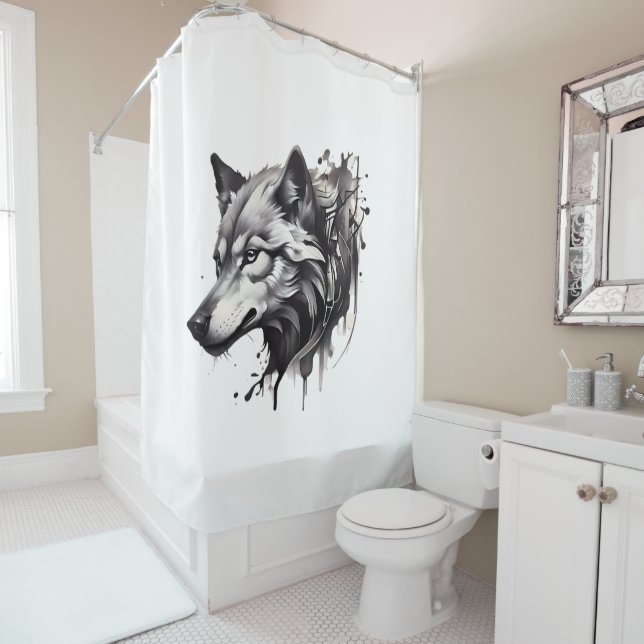 Title: Monochrome Wild Animals Shower Curtain (In Situ)