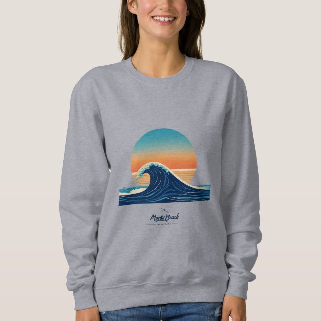  Title: Montabeach Minimalist Ocean Wave Logo  Sweatshirt (Front)