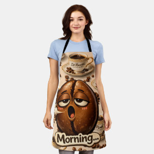 Title morning sleepy coffee bean funny relatable b apron