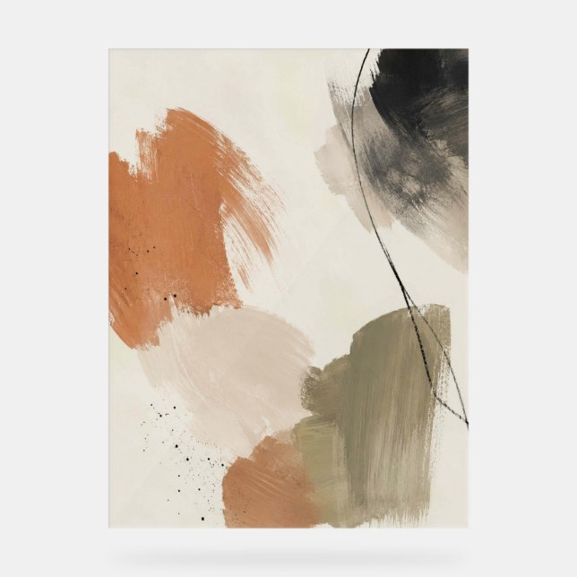 Title: Neutral Brushstroke Abstract Acrylic Sign (Front)