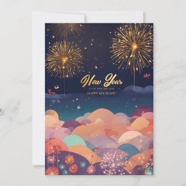 Title: "New Year's Extravaganza: Sparkling Balloon Holiday Card (Front)