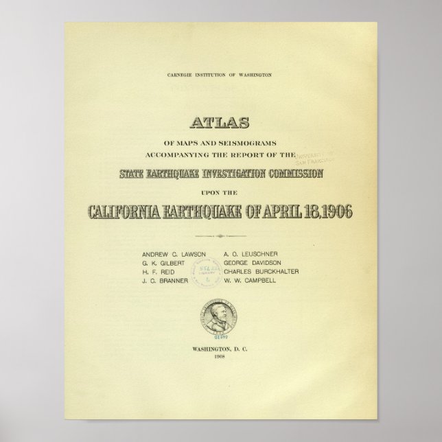 Title Page Atlas California earthquake Poster (Front)