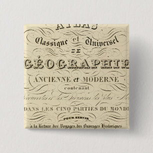 Title Page Atlas classical and universal geography 15 Cm Square Badge
