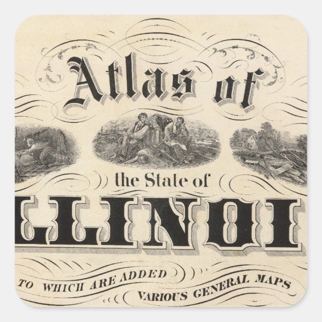 Title Page Atlas of the State of Illinois Square Sticker (Front)