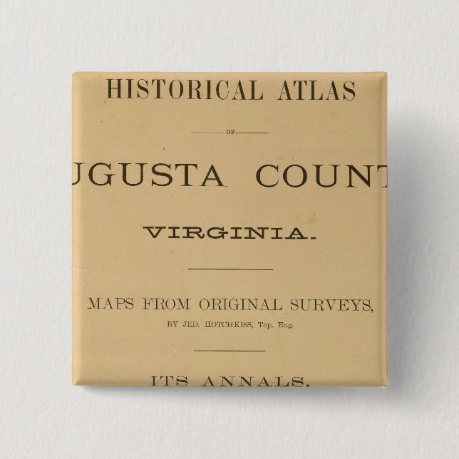 Title Page Augusta County, Virginia 15 Cm Square Badge (Front)