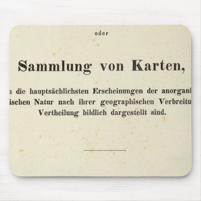 Title Page Dr Heinrich Berghaus Mouse Pad (Front)