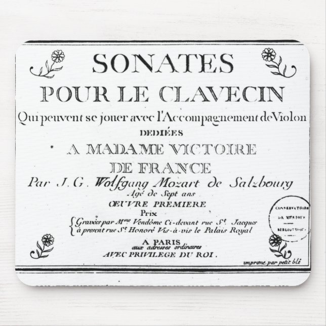 Title Page for 'Sonates pour le clavecin' Mouse Pad (Front)
