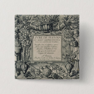 Title page from 'Livre des Fleurs' by Jean Le Cler 15 Cm Square Badge