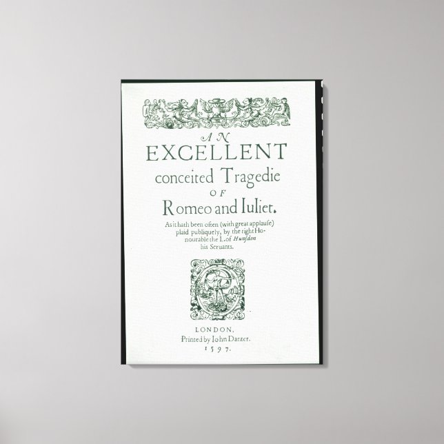 Title Page from 'Romeo and Juliet' Canvas Print (Front)