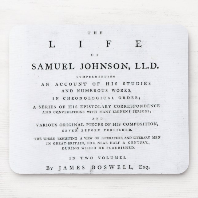 Title page, from 'The Life of Samuel Johnson' Mouse Pad (Front)