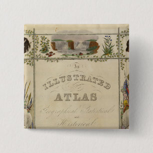 Title Page Illustrated atlas of the United States 15 Cm Square Badge