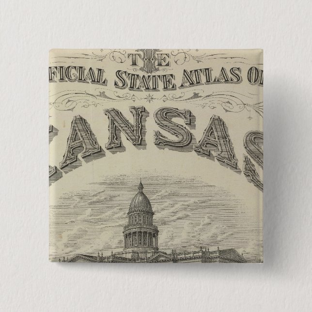 Title Page Kansas Official State Atlas 15 Cm Square Badge (Front)