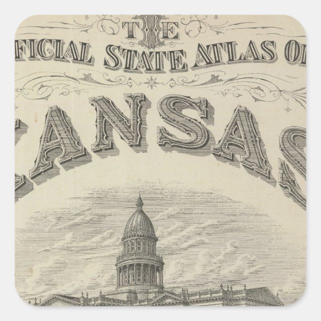 Title Page Kansas Official State Atlas Square Sticker (Front)