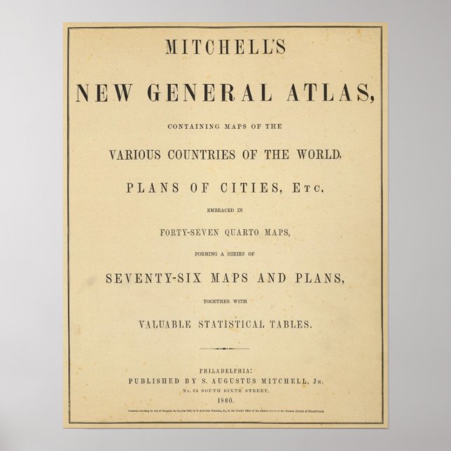 Title Page Mitchell's new general atlas Poster (Front)