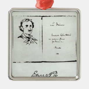 Title Page of 'Les Poemes' by Edgar Allan Poe Metal Tree Decoration