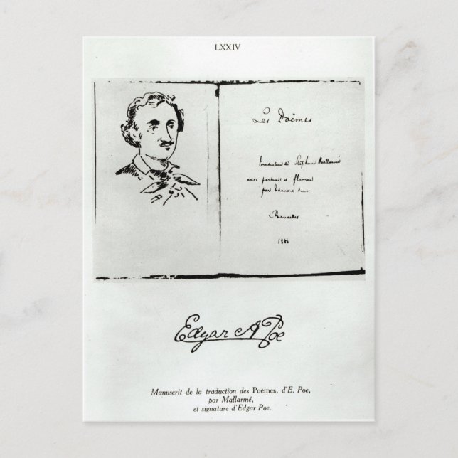 Title Page of 'Les Poemes' by Edgar Allan Poe Postcard (Front)
