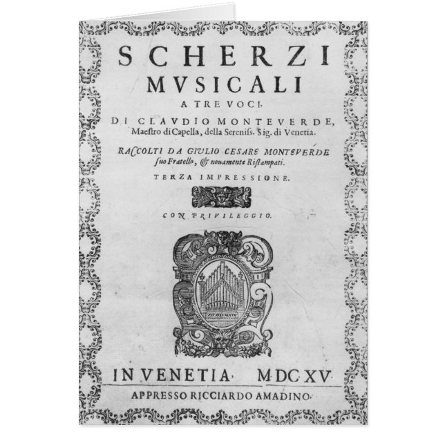 Title page of the 'Scherzi Musicali' (Front)