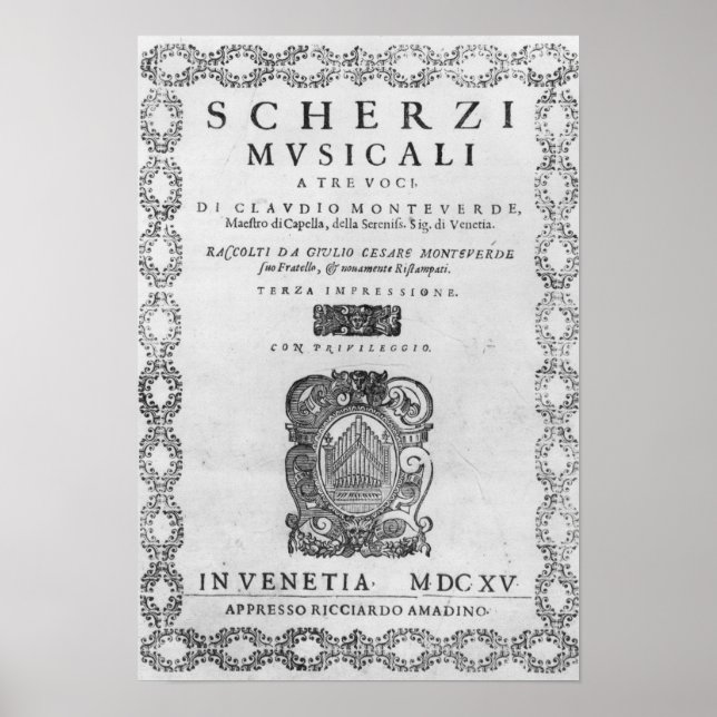 Title page of the 'Scherzi Musicali' Poster (Front)