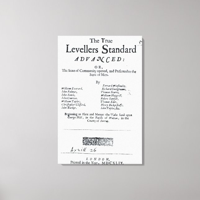 Title page of The True Levellers' Standard Canvas Print (Front)