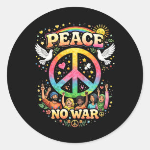 Title: Peace Over War Classic Round Sticker