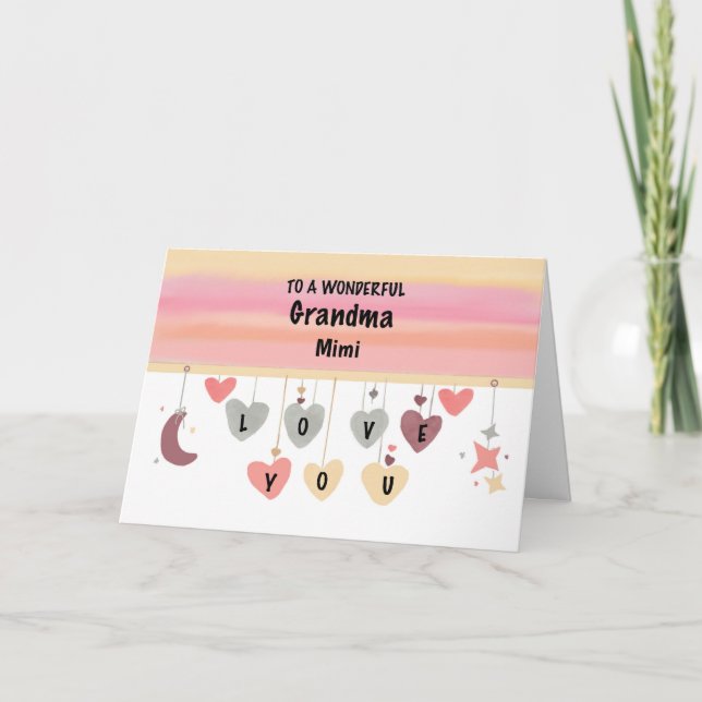  Title:   Personalised Name Grandma Valentine Hear Card (Front)
