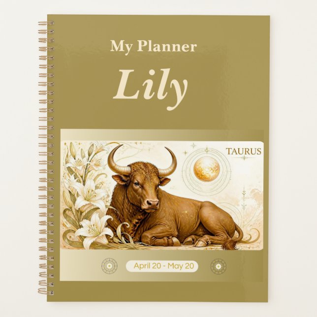 title: Personalised Taurus Zodiac Planner  (Front)