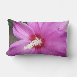 Title  Pink Hibiscus Flower Floral Throw Pillow