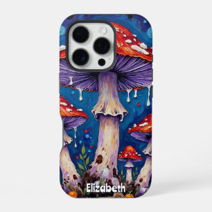 Title: "Psychedelic Fungi Portrait iPhone 16 Pro Case