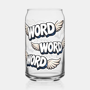 Title retro word 3-D graffiti angel wing and cool Can Glass