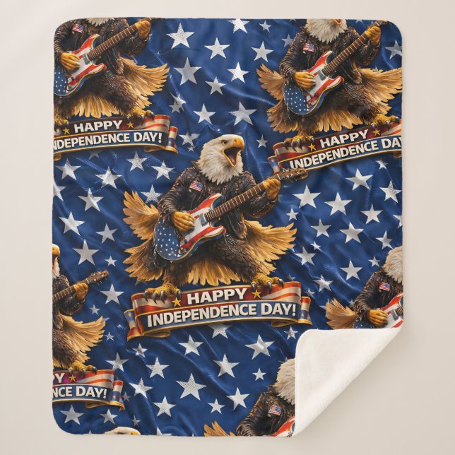Title rock in American Eagle happy Independence Da Sherpa Blanket (Front)