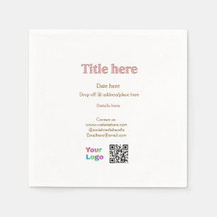 title scan QR contact logo here place date busines Napkin