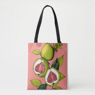 Title: Simple Pen and Digital Art Guava Combinatio Tote Bag