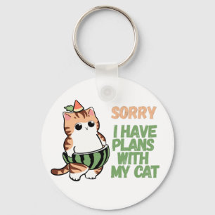 Title: Sorry I Have Plans with My Cat Cute Cat Sti Key Ring