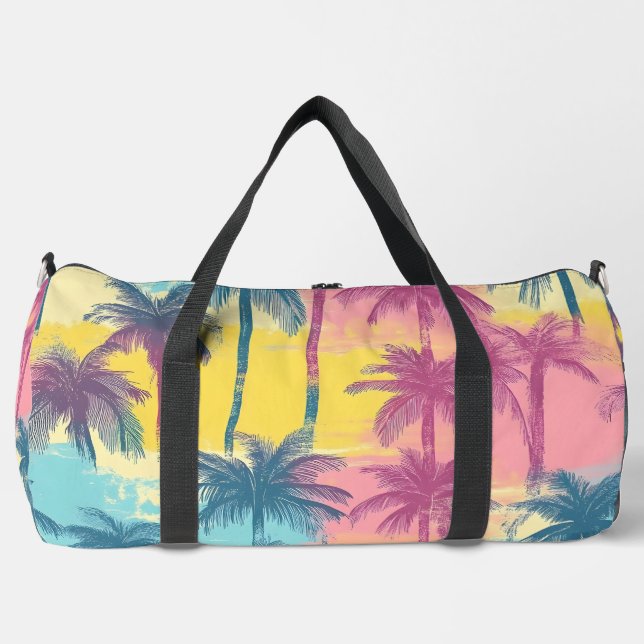 Title: "Sunset Palms Travel  Duffle Bag (Front)