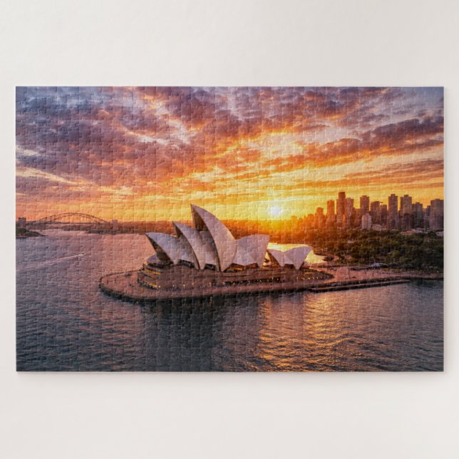 Title Sydney Opera House Sunset Aerial Photography Jigsaw Puzzle (Horizontal)