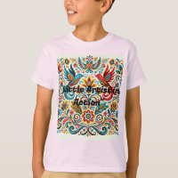 Title: Vibrant Folk Art Floral Pattern T-Shirt