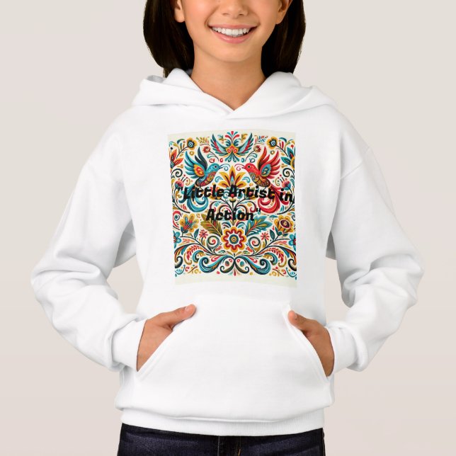 Title: Vibrant Folk Art Floral Pattern T-Shirt (Front)