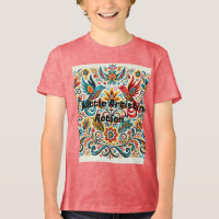 Title: Vibrant Folk Art Floral Pattern T-Shirt
