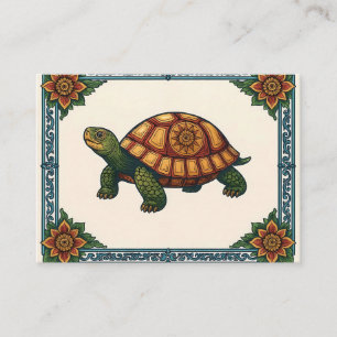 Title: Vintage Style Ornamental Turtle Art Illustr Enclosure Card